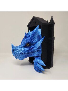 Emerging Blue Dragon Book Nook Fantasy Themed Bookshelf Decor 9" (bl)